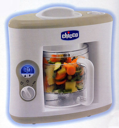 Imagen del aparato para preparar y homogeneizar comidas infantiles Chicco Cocinero Sano Vapor.