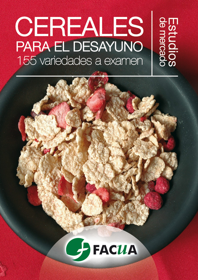 Portada del estudio de FACUA <i>Cereales para el desayuno. 155 variedades a examen</i>.
