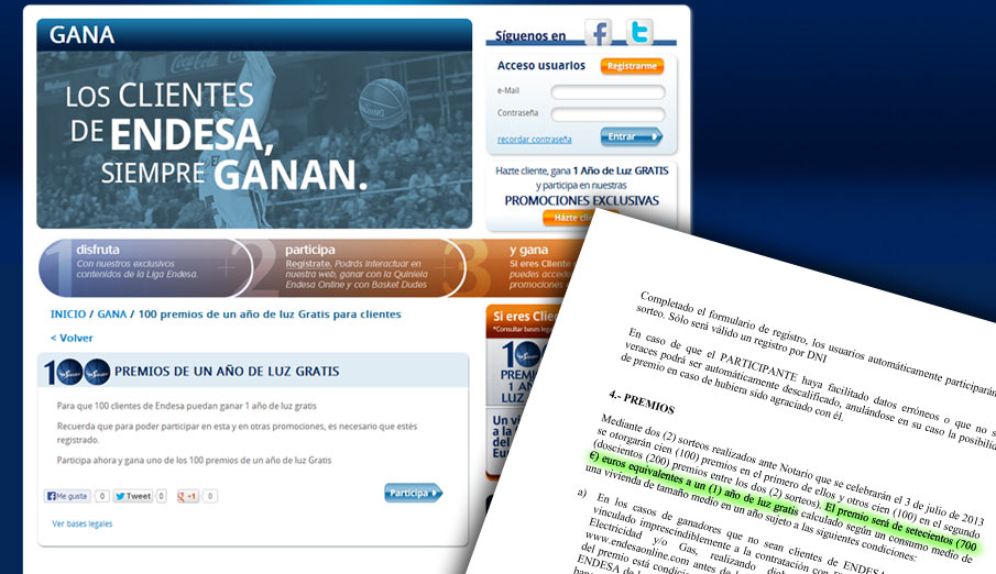FACUA denuncia a Endesa por anunciar premios de 