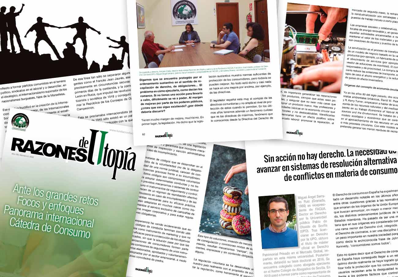 La Fundación FACUA publica el octavo número de su revista 'Razones de Utopía'