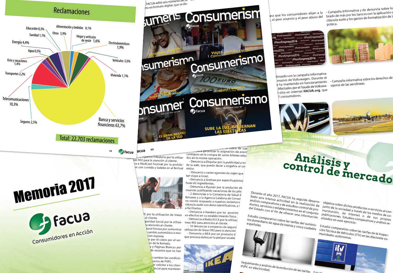 FACUA publica su 'Memoria 2017', un año en el que superó los 220.000 asociados