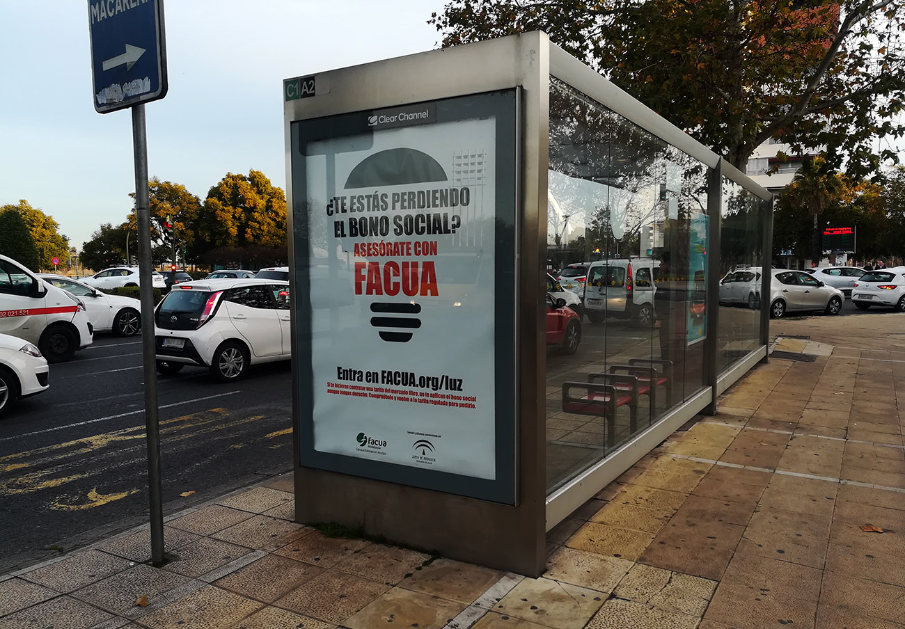 FACUA lanza una campaña publicitaria contra los engaños de las eléctricas en las ocho capitales andaluzas