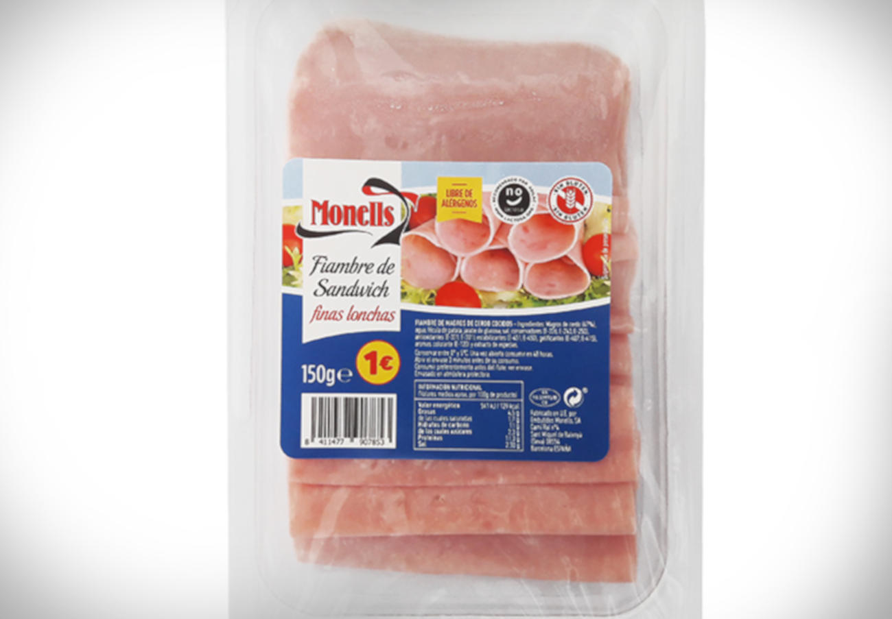 Sanidad alerta de la presencia de proteína de soja no declarada en fiambre de cerdo de la marca Monells