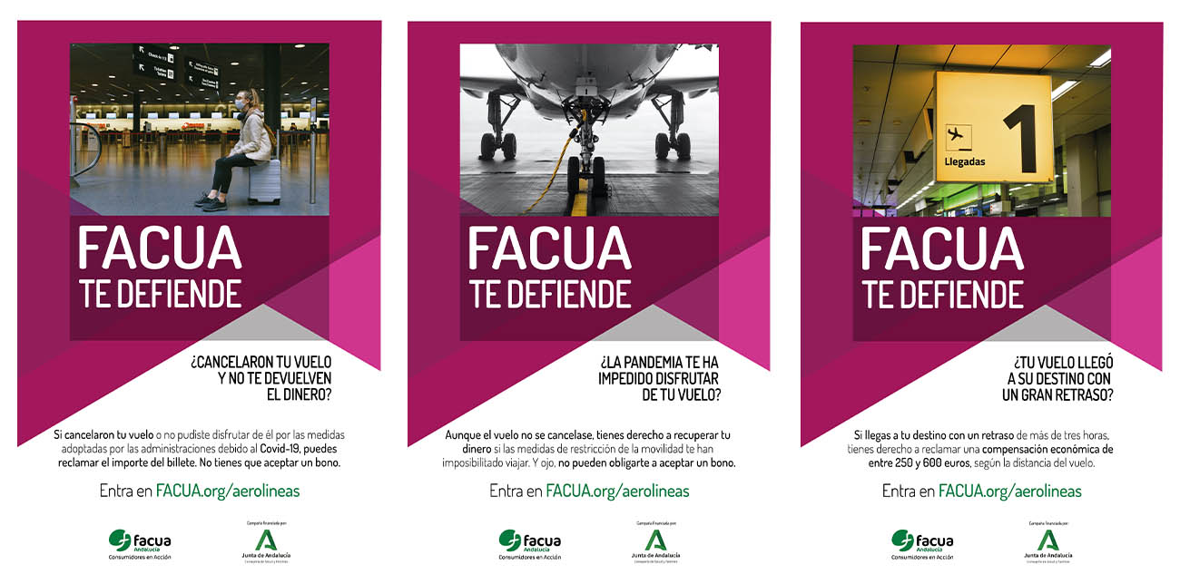 Creatividades de la campaña de FACUA Andalucía.
