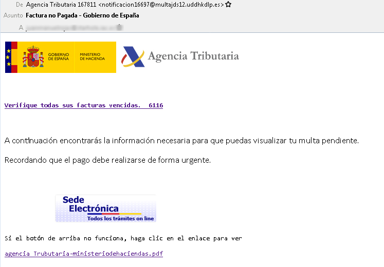 Ejemplo del correo fraudulento. | Imagen: Oficina de Seguridad del Internauta. Ejemplo del correo fraudulento. | Imagen: Oficina de Seguridad del Internauta.