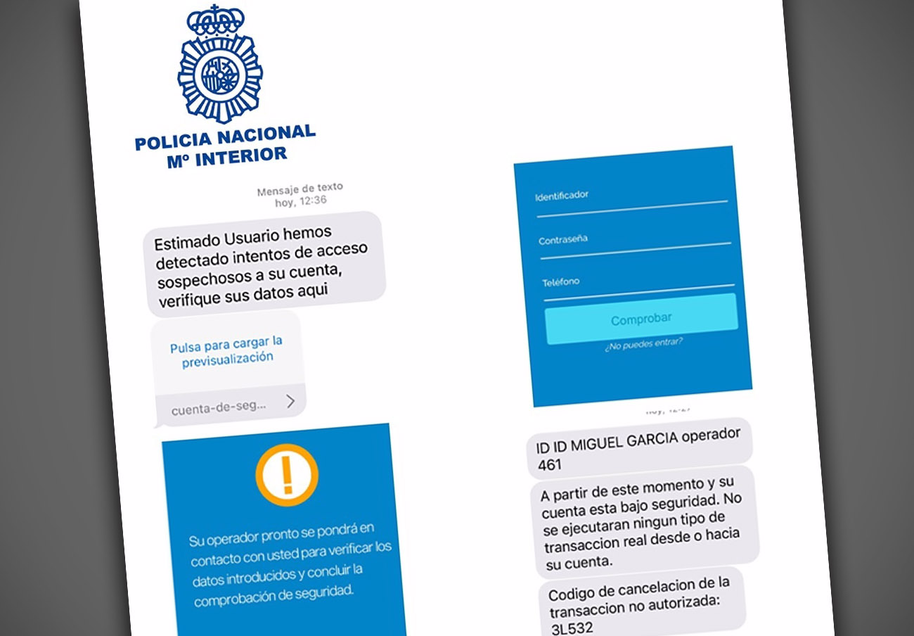 La Policía Nacional alerta de una nueva modalidad de fraude bancario mediante SMS y llamadas telefónicas