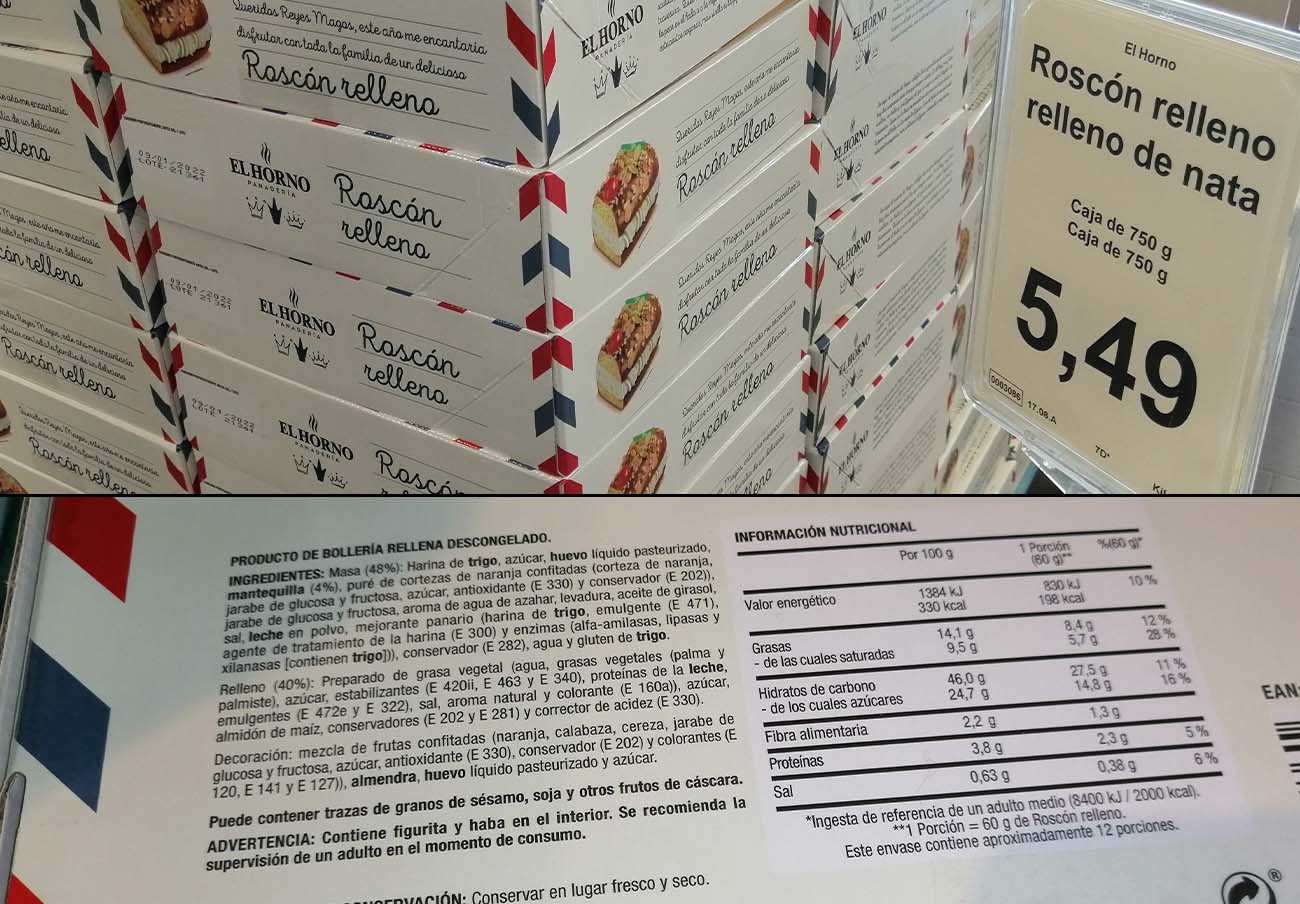 Roscón de Reyes vendido en los establecimientos Aldi.
