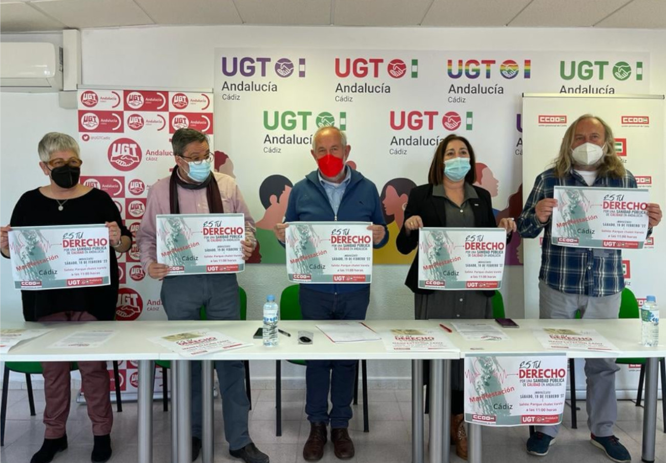 FACUA, UGT y CCOO llaman a defender la sanidad pública en las calles de Cádiz el próximo sábado