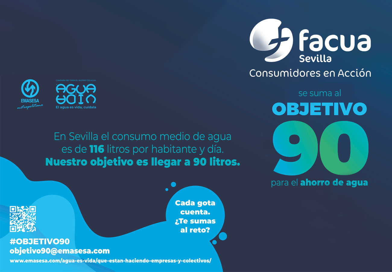 FACUA Sevilla se suma a la campaña Objetivo 90 de Emasesa para la reducción del consumo de agua