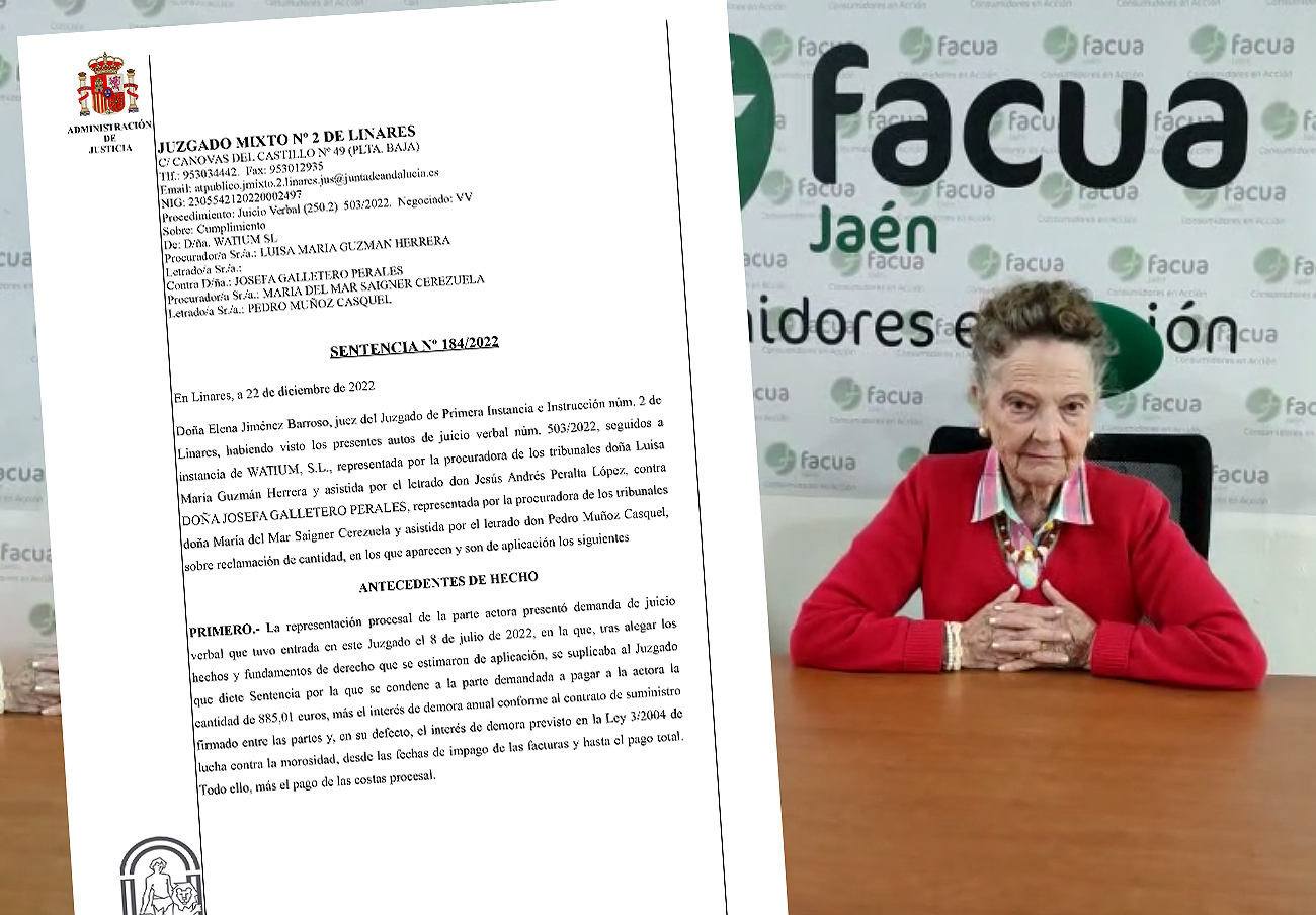 Un juzgado de Linares sentencia a favor de una anciana a la que una energética reclamaba una deuda falsa