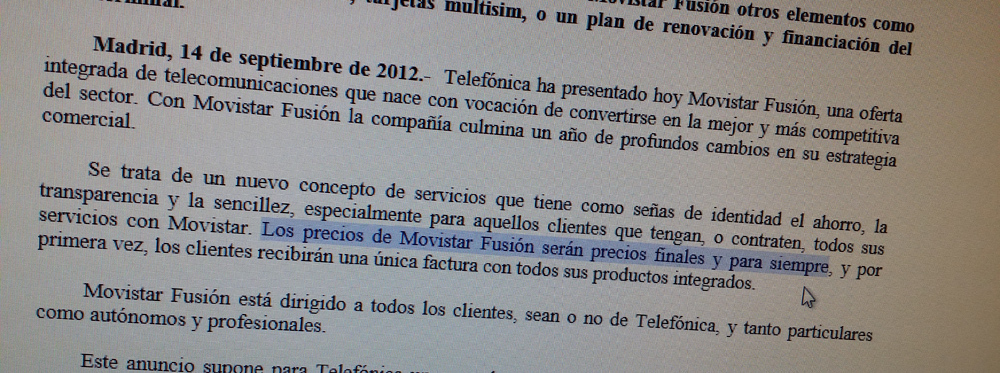 El fiscal se persona en la #demandaMovistarFusión a la que pueden sumarse casi 4 millones de usuarios
